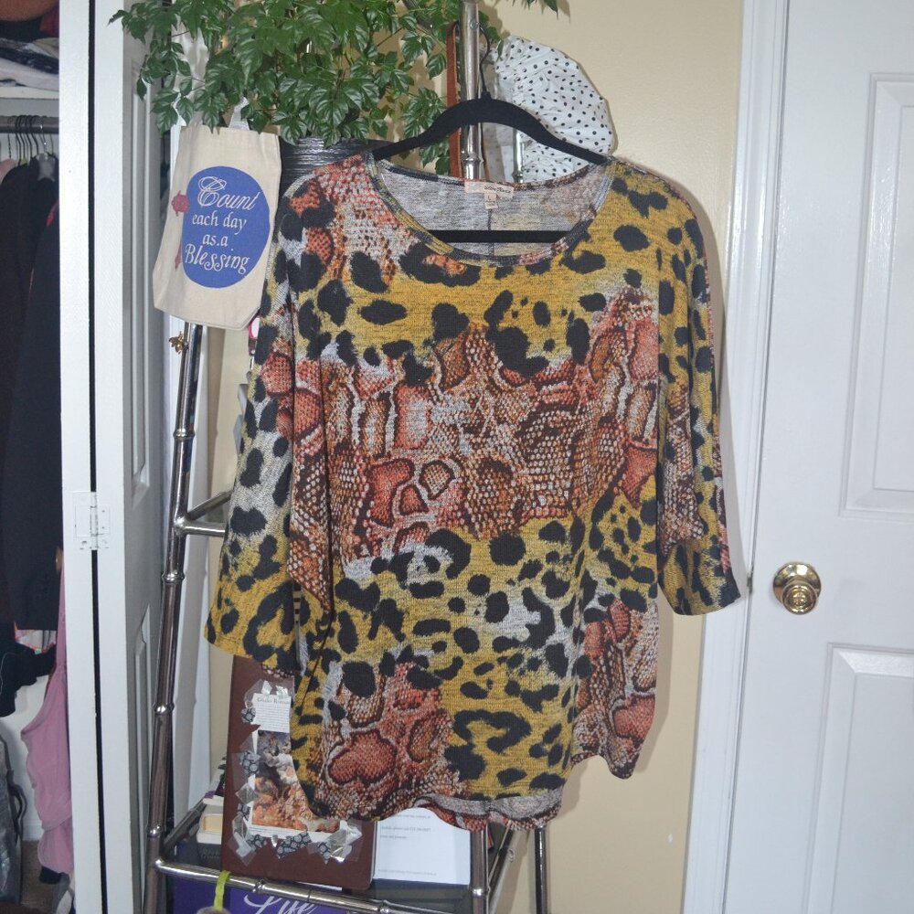 Wild Intentions Knit Blouse (Animal + Snake Print)